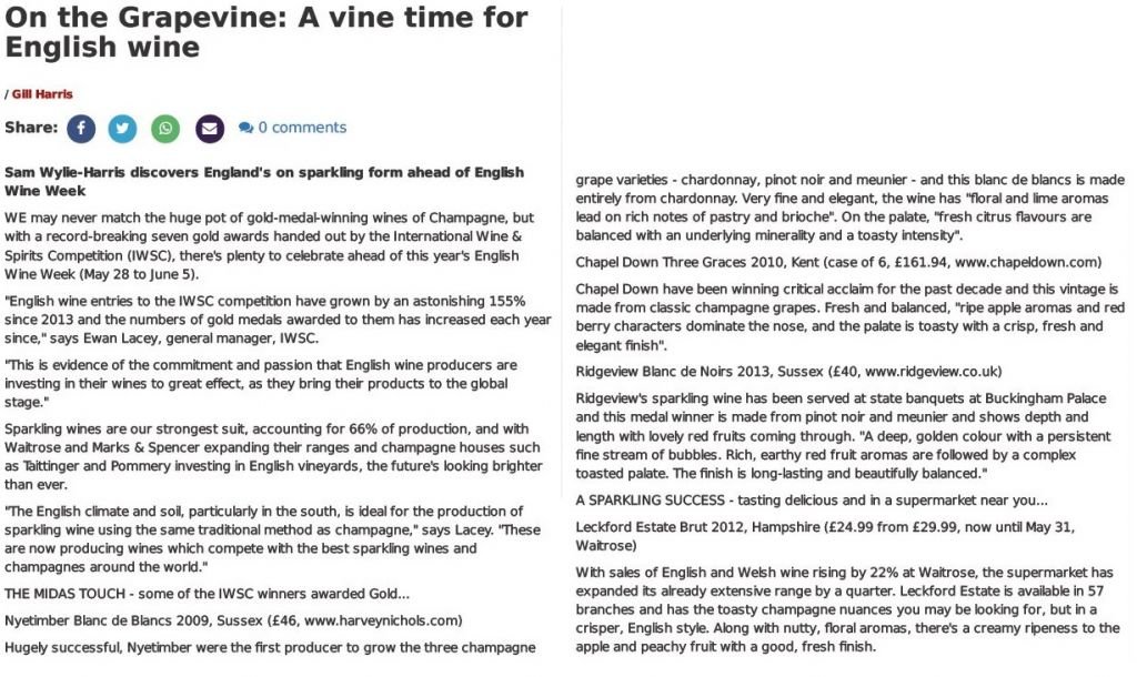 On the Grapevine: A vine time for English wine