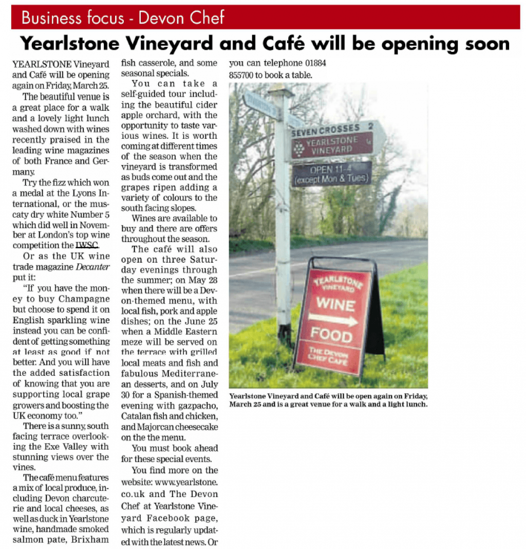 Yearlstone Vineyard and Café will be opening soon
